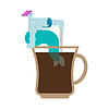 Vector clipart: Mermaid in cup. Woman with fish tail in coffee mug